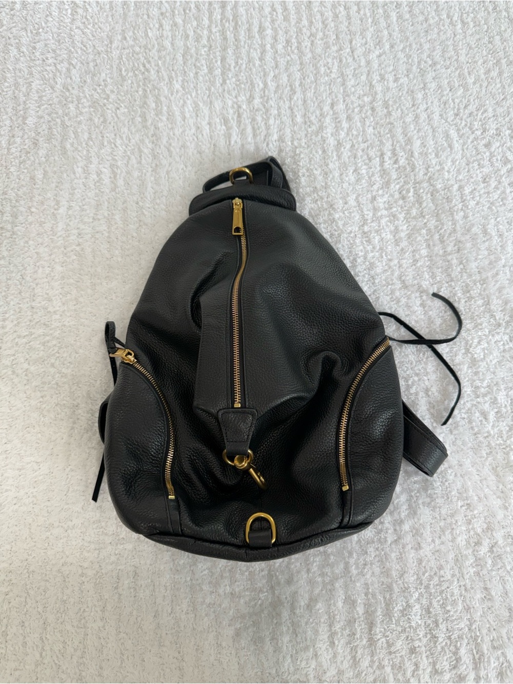 Rebecca Minkoff Black Leather Backpack with Gold Hardware
